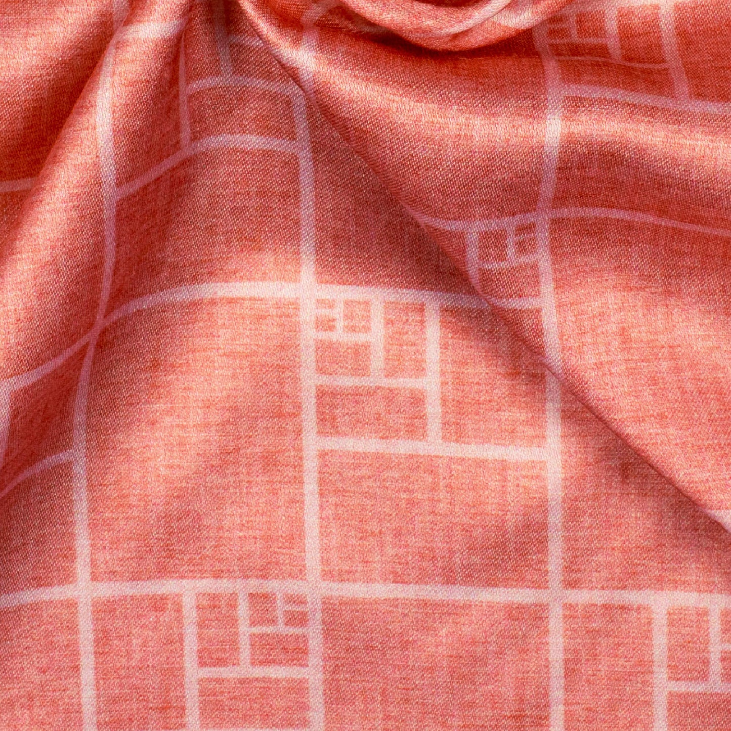 Peach Abstract Pattern Digital Print Crepe Silk Fabric