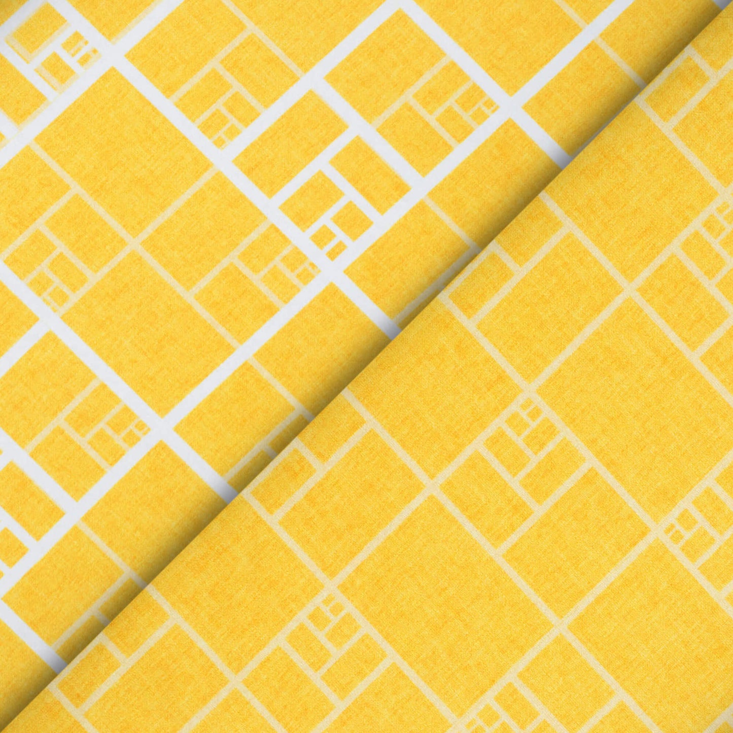 Tuscany Yellow And White Geometric Pattern Digital Print Crepe Silk Fabric