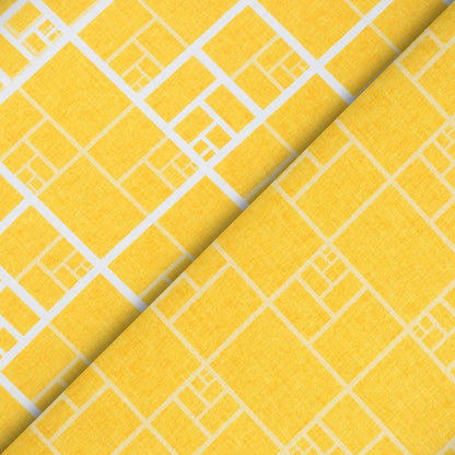Tuscany Yellow And White Geometric Pattern Digital Print Crepe Silk Fabric