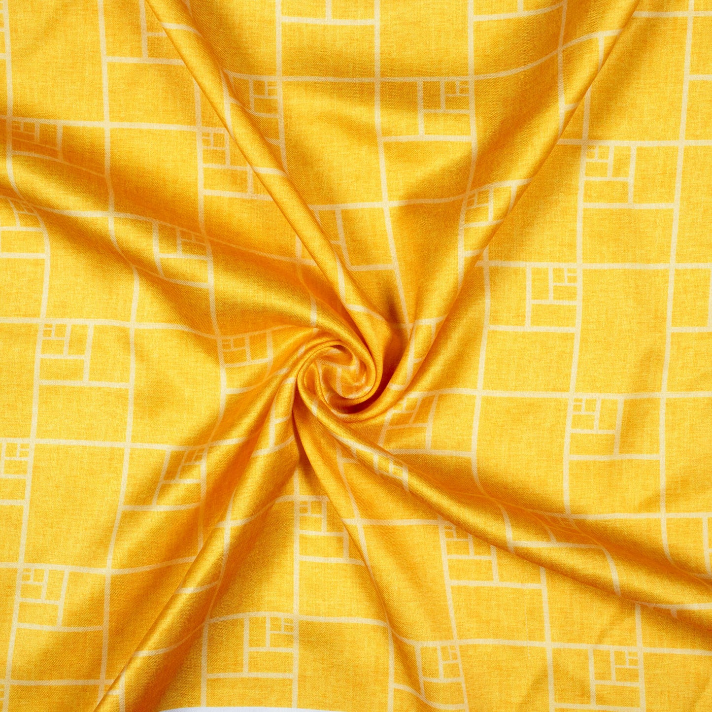 Tuscany Yellow Geometric Pattern Digital Print Crepe Silk Fabric