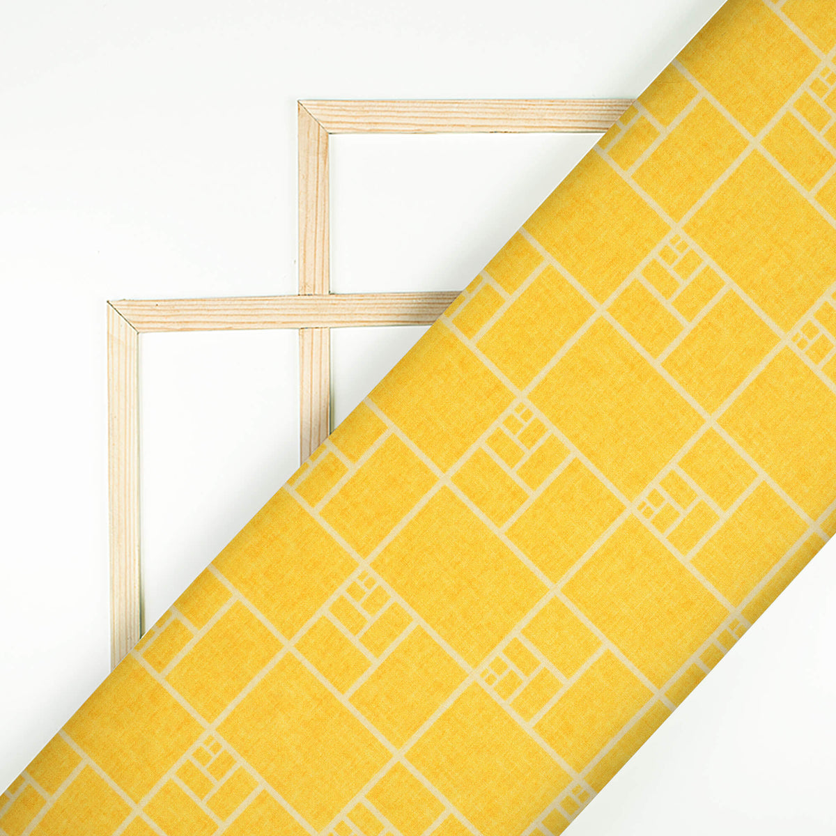 Tuscany Yellow Geometric Pattern Digital Print Crepe Silk Fabric