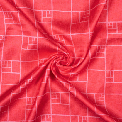 Cerise Pink Geometric Pattern Digital Print Crepe Silk Fabric