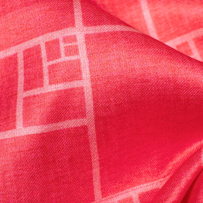 Cerise Pink Geometric Pattern Digital Print Crepe Silk Fabric