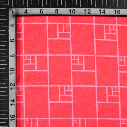 Cerise Pink Geometric Pattern Digital Print Crepe Silk Fabric