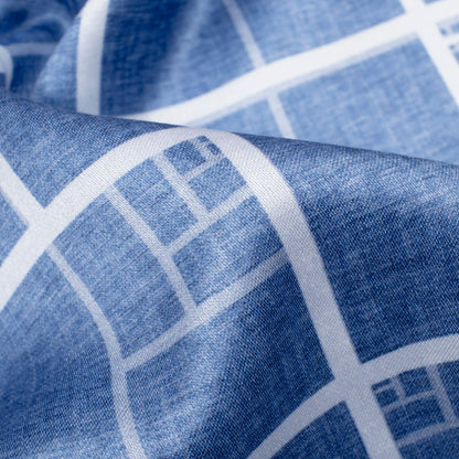 Regal Blue And White Geometric Pattern Digital Print Crepe Silk Fabric