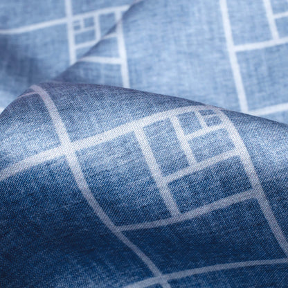 Regal Blue Geometric Pattern Digital Print Crepe Silk Fabric