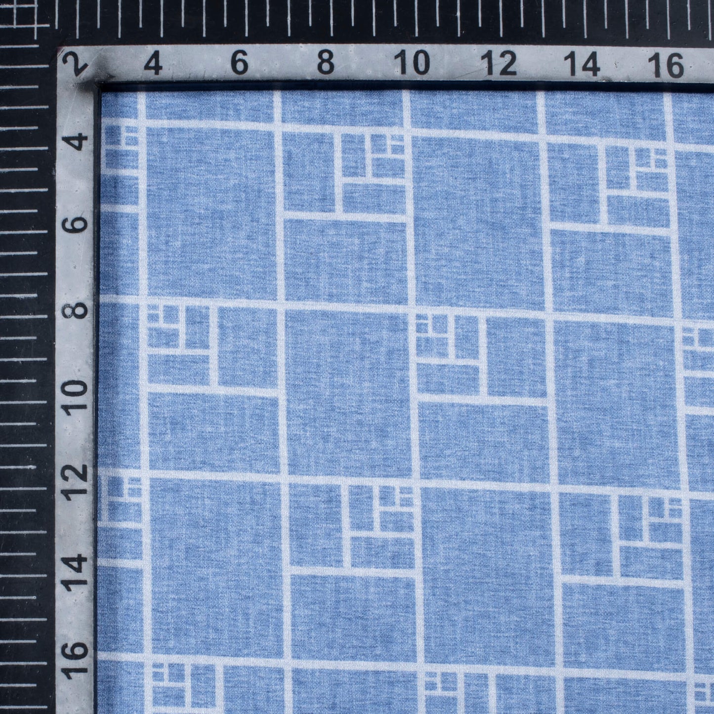Regal Blue Geometric Pattern Digital Print Crepe Silk Fabric
