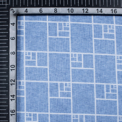 Regal Blue Geometric Pattern Digital Print Crepe Silk Fabric