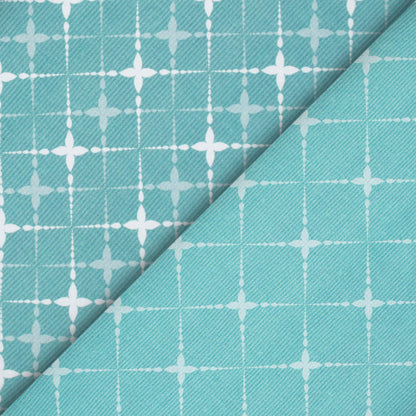 Smalt Blue Geometric Pattern Digital Print Crepe Silk Fabric