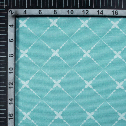 Smalt Blue Geometric Pattern Digital Print Crepe Silk Fabric