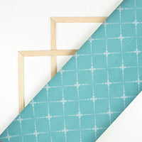 Smalt Blue Geometric Pattern Digital Print Crepe Silk Fabric