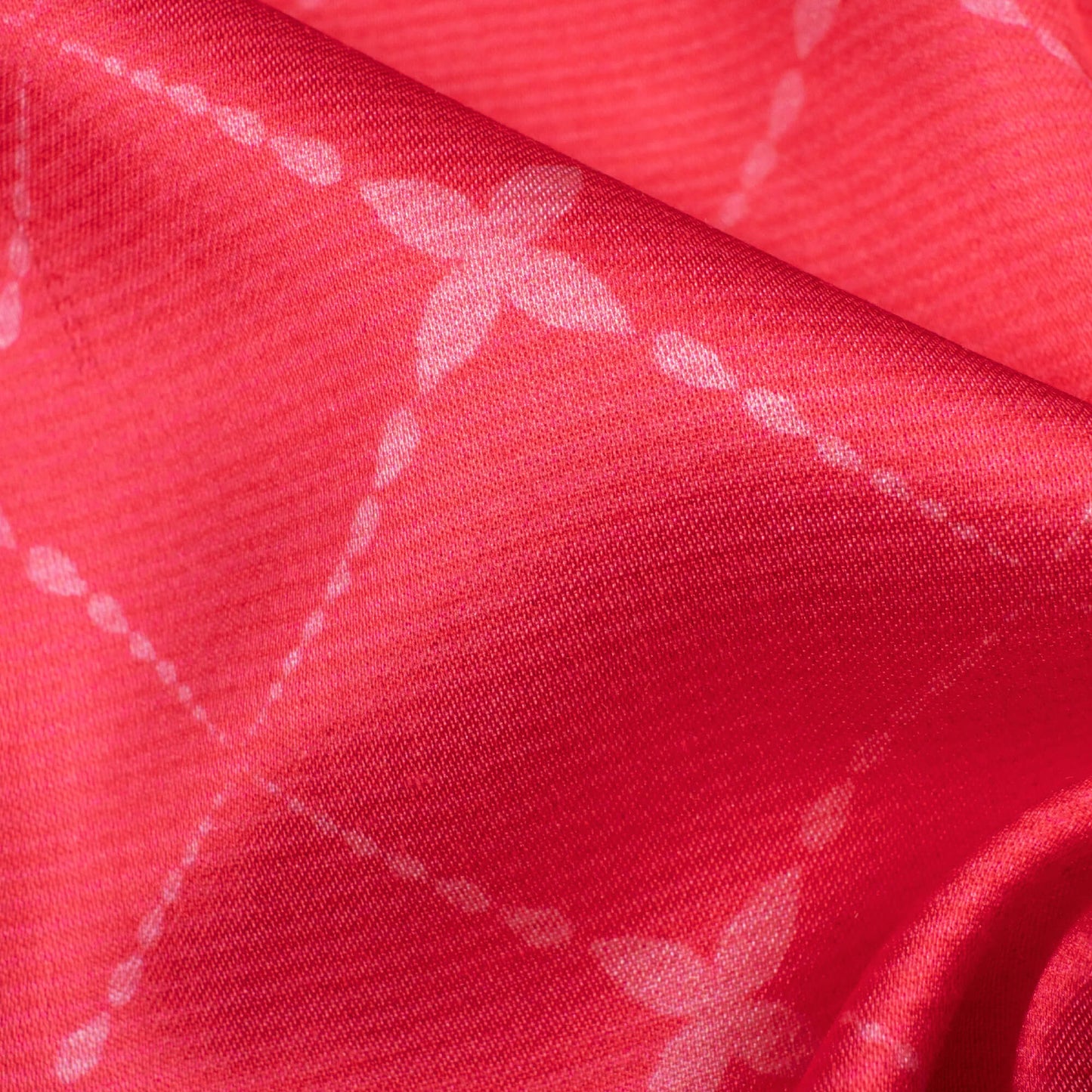 Cerise Pink Geometric Pattern Digital Print Crepe Silk Fabric