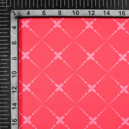 Cerise Pink Geometric Pattern Digital Print Crepe Silk Fabric
