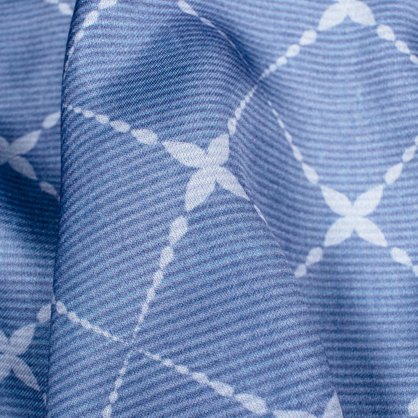 Regal Blue Geometric Pattern Digital Print Crepe Silk Fabric