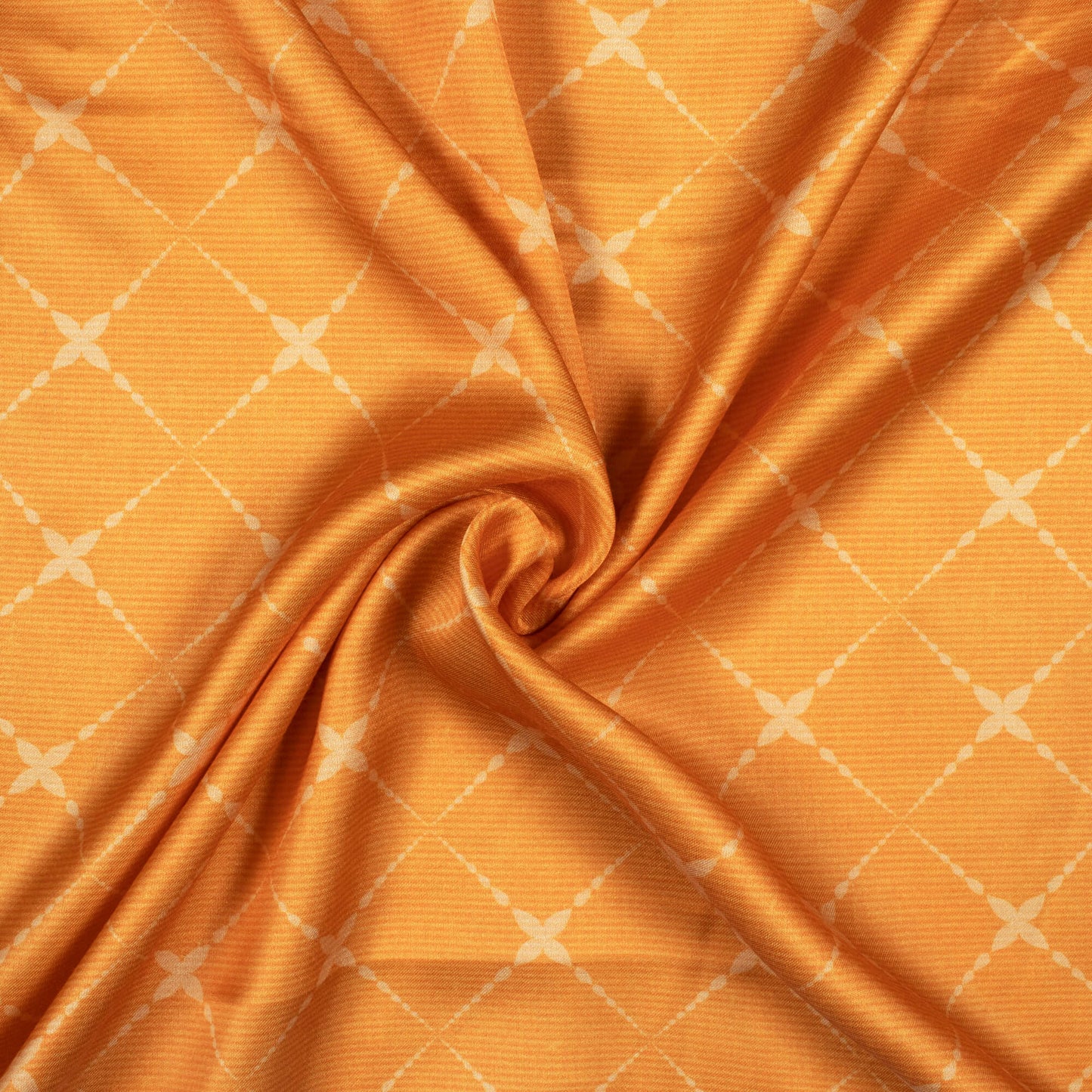 Ochre Orange Geometric Pattern Digital Print Crepe Silk Fabric