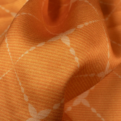 Ochre Orange Geometric Pattern Digital Print Crepe Silk Fabric