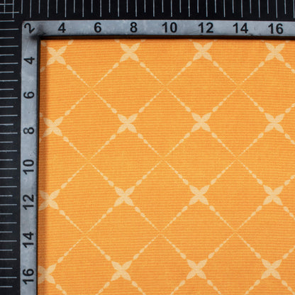 Ochre Orange Geometric Pattern Digital Print Crepe Silk Fabric