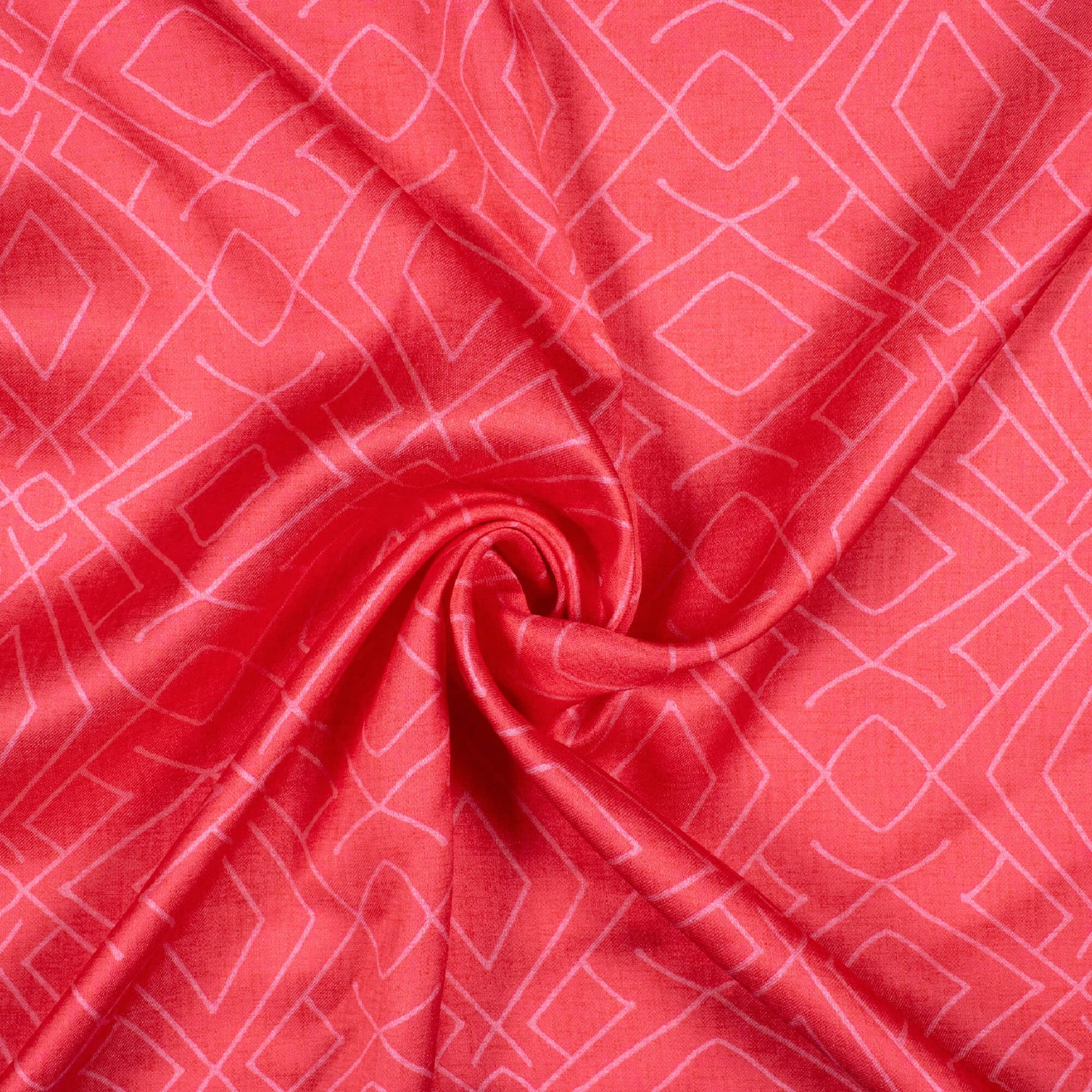 Cerise Pink Geometric Pattern Digital Print Crepe Silk Fabric