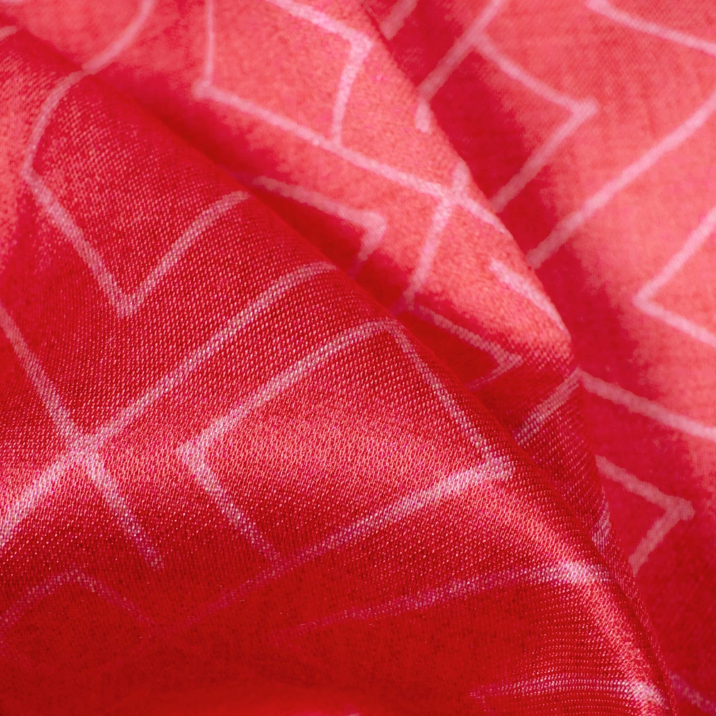 Cerise Pink Geometric Pattern Digital Print Crepe Silk Fabric