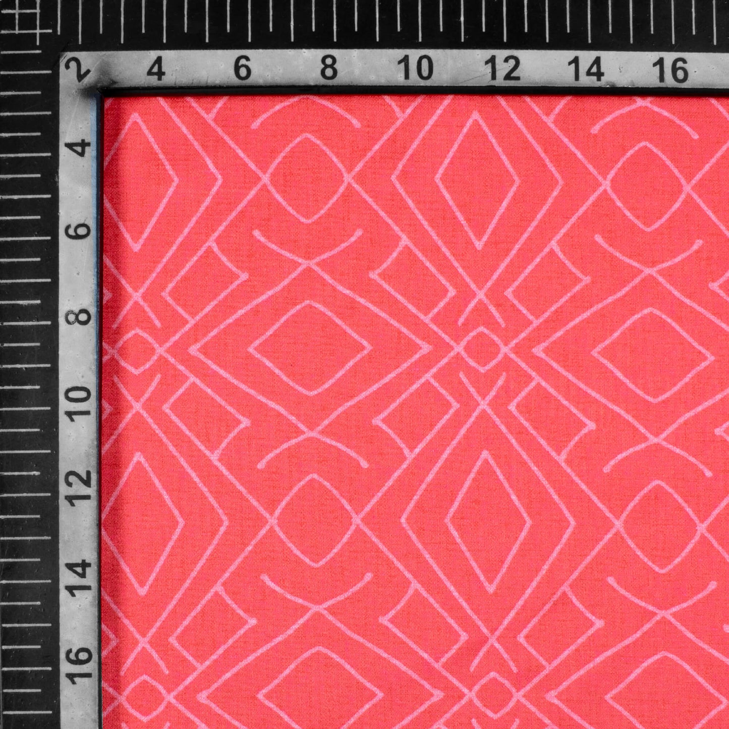 Cerise Pink Geometric Pattern Digital Print Crepe Silk Fabric