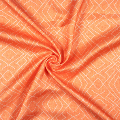 Salamander Orange Geometric Pattern Digital Print Crepe Silk Fabric