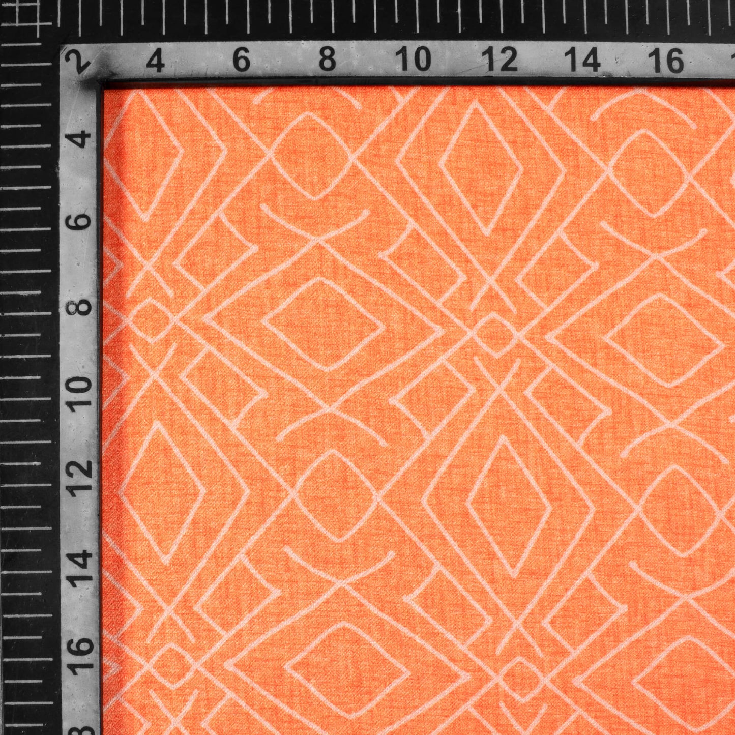 Salamander Orange Geometric Pattern Digital Print Crepe Silk Fabric