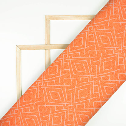Salamander Orange Geometric Pattern Digital Print Crepe Silk Fabric