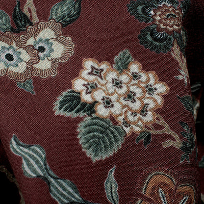 Walnut Brown And Cream Floral Pattern Digital Print Crepe Silk Fabric