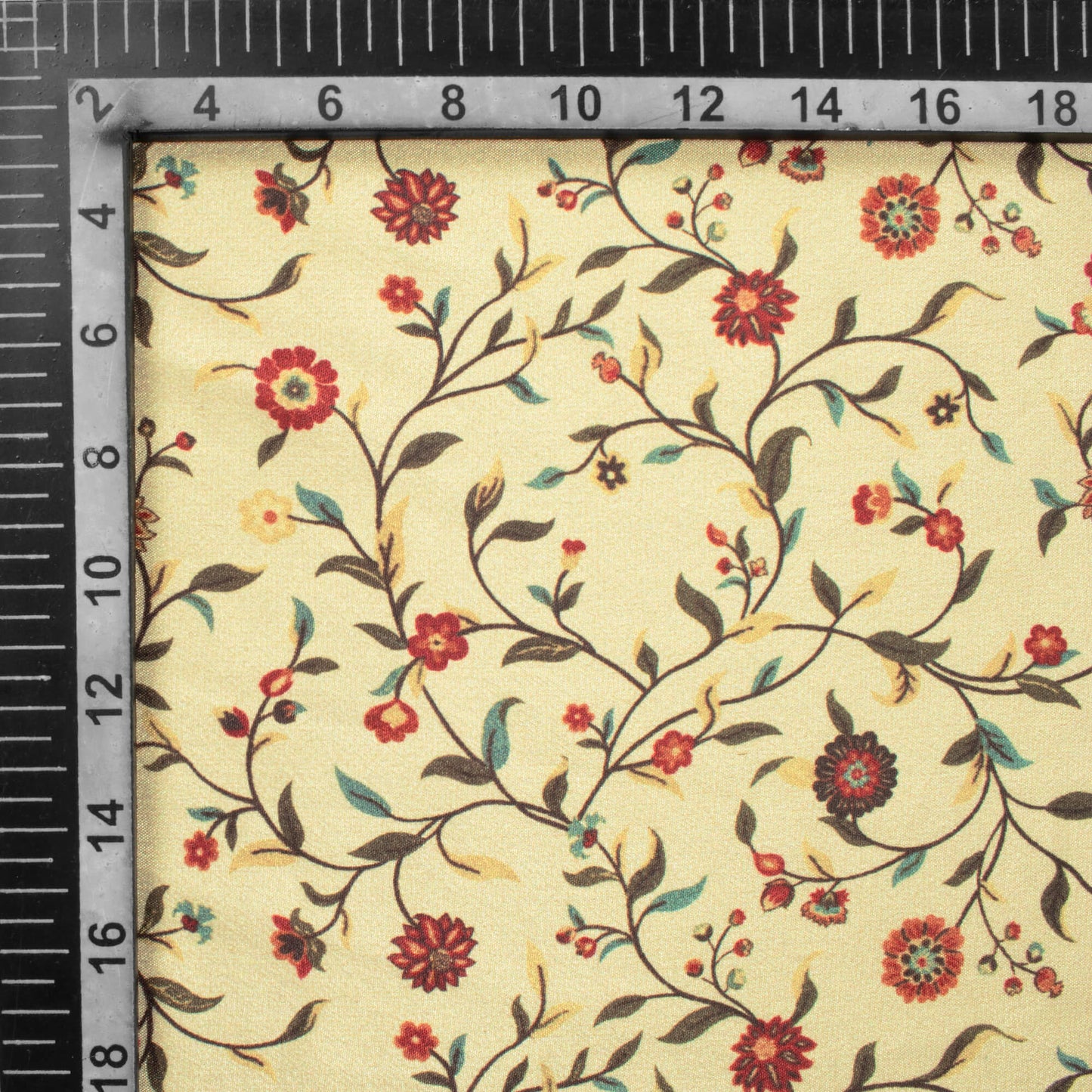 Cream And Maroon Floral Pattern Digital Print Crepe Silk Fabric