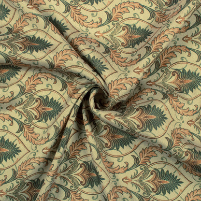 Olive Green Trellis Pattern Digital Print Crepe Silk Fabric