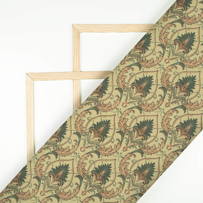 Olive Green Trellis Pattern Digital Print Crepe Silk Fabric