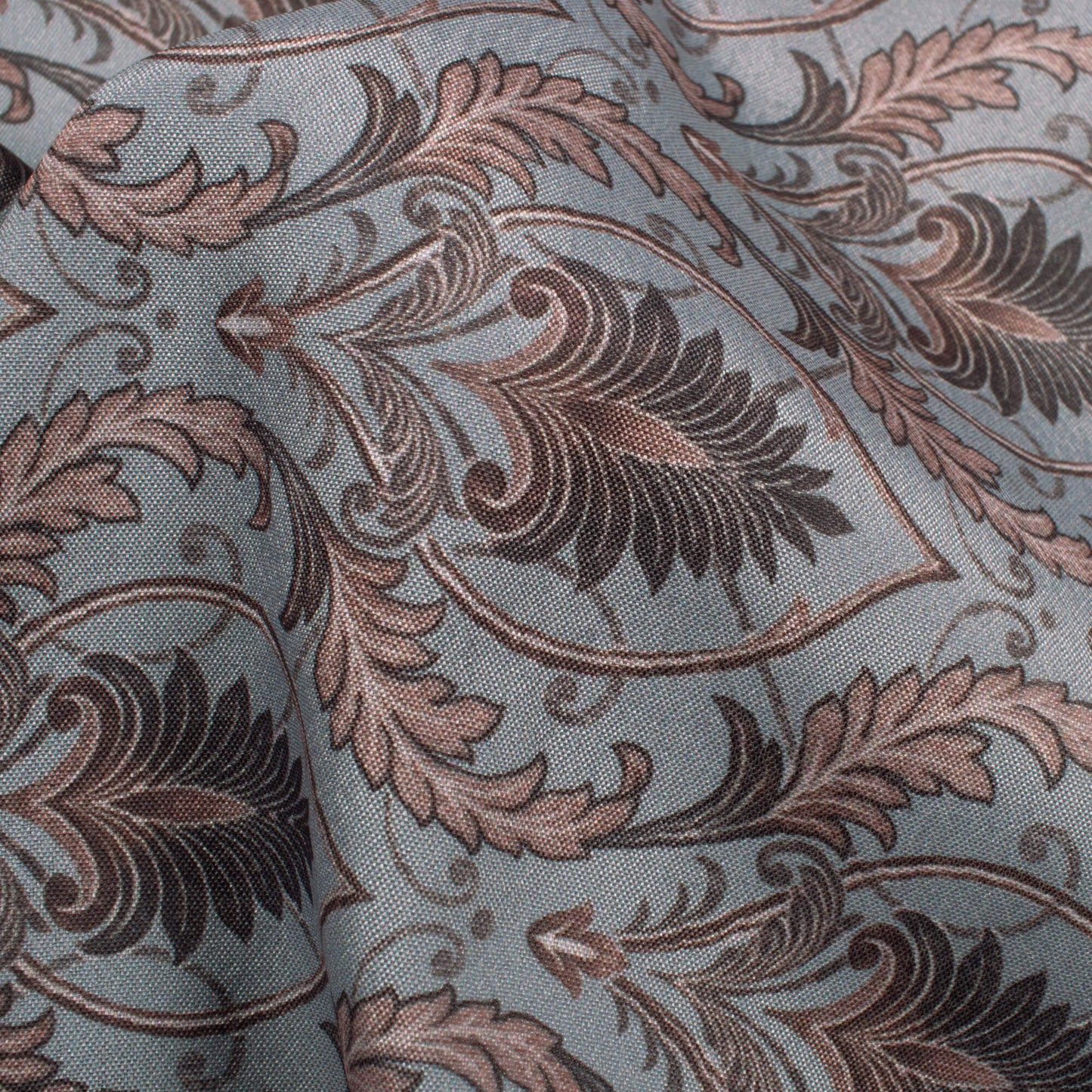 Slate Grey Trellis Pattern Digital Print Crepe Silk Fabric