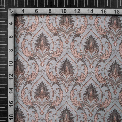Slate Grey Trellis Pattern Digital Print Crepe Silk Fabric