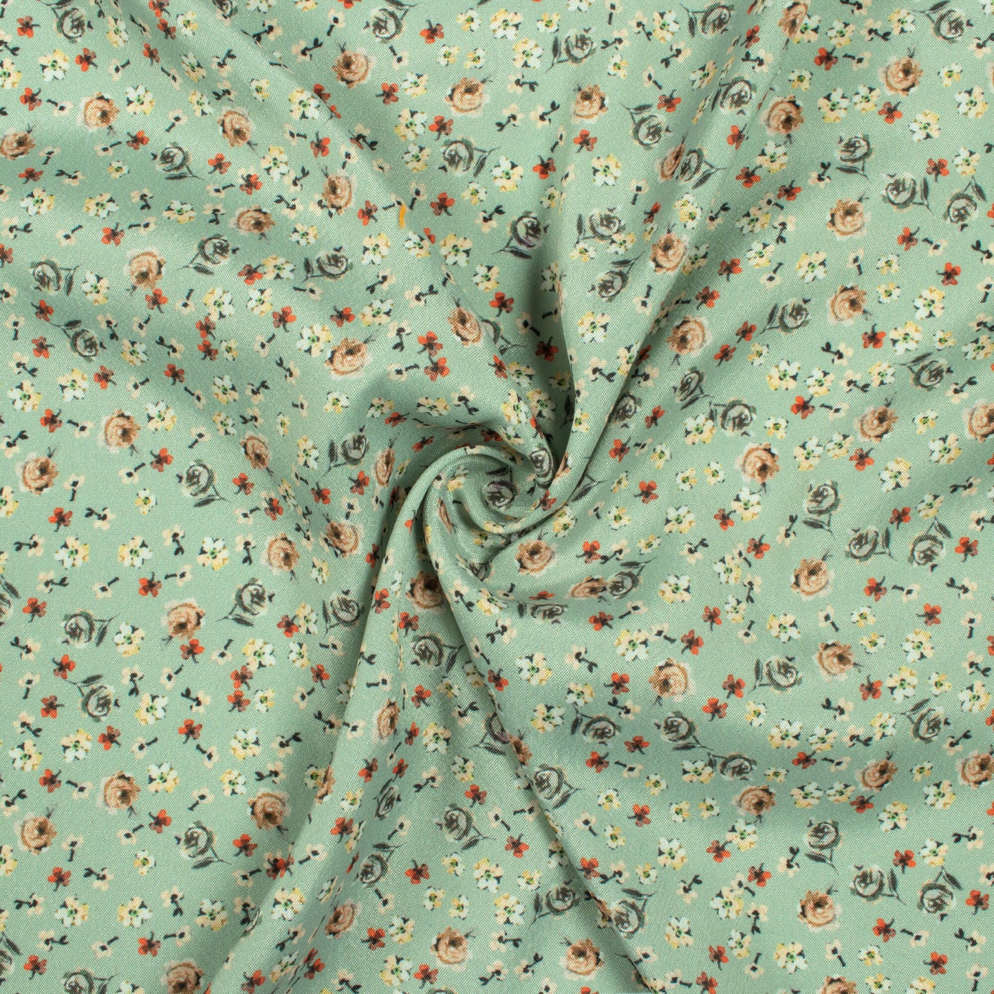 Tea Green Floral Pattern Digital Print Crepe Silk Fabric