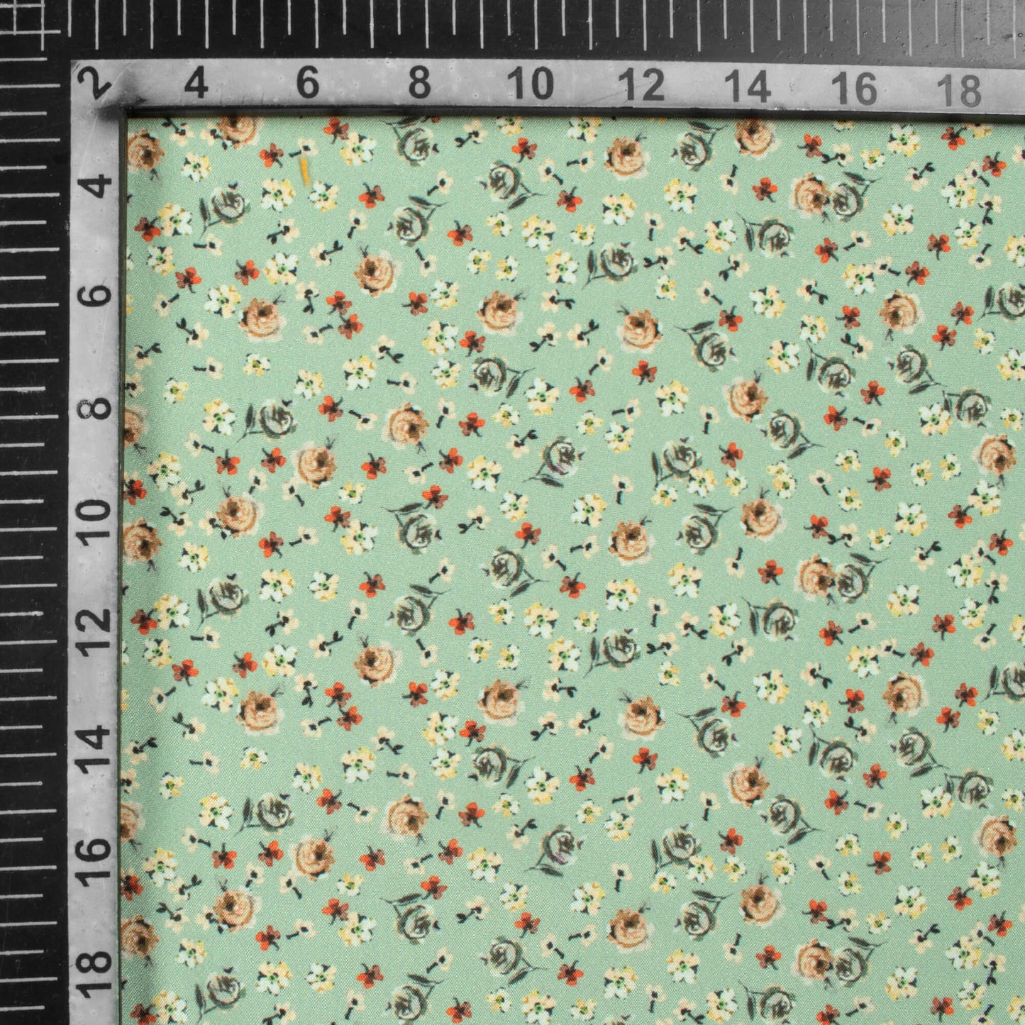 Tea Green Floral Pattern Digital Print Crepe Silk Fabric