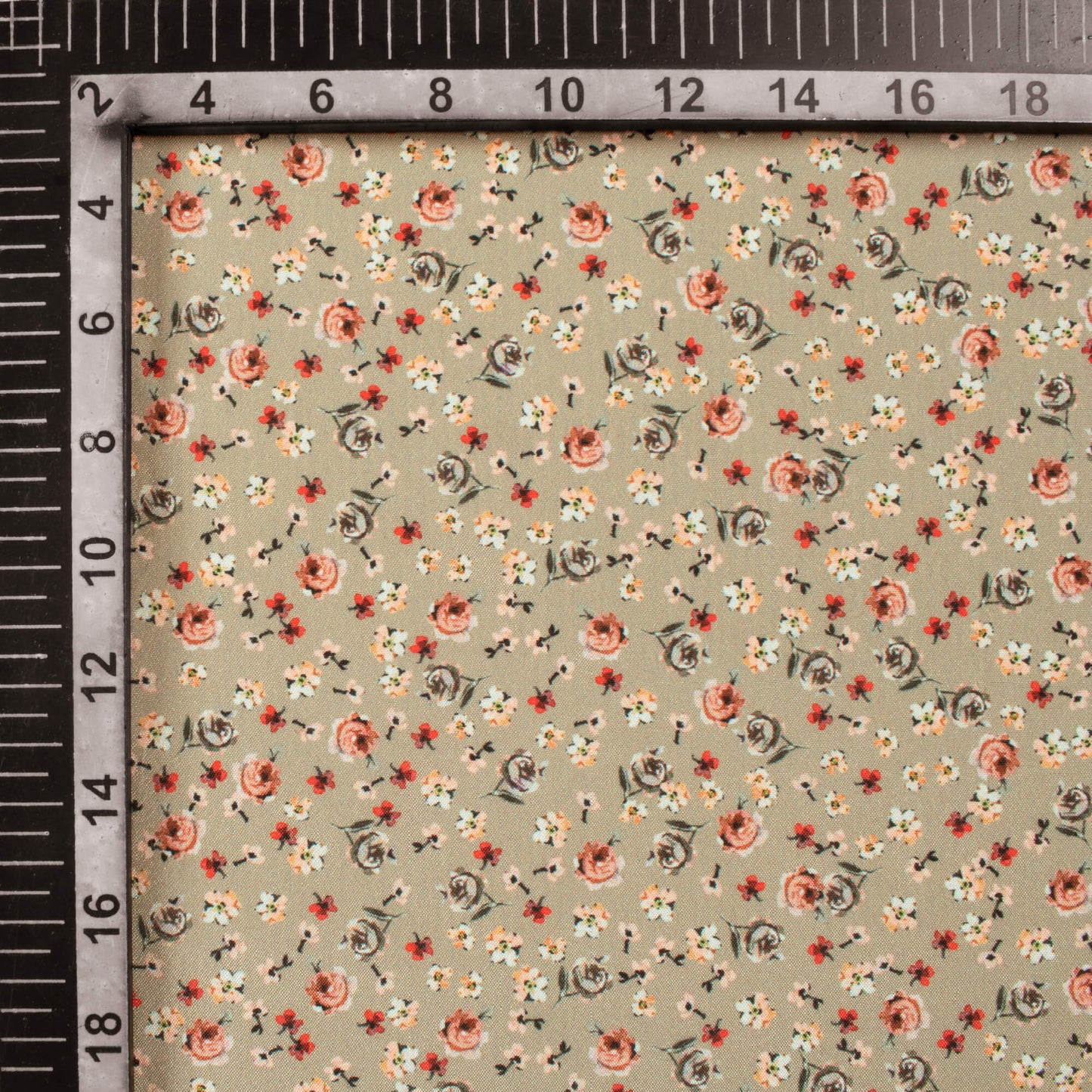 Light Brown Floral Pattern Digital Print Crepe Silk Fabric