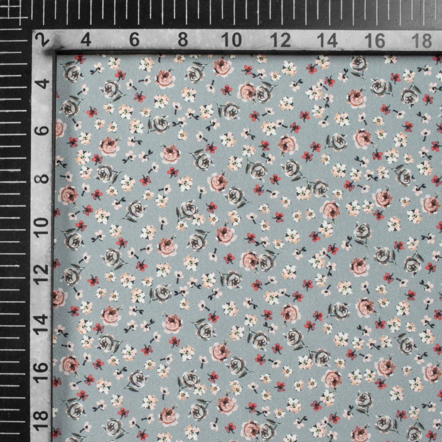 Lava Grey Floral Pattern Digital Print Crepe Silk Fabric