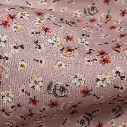 Lilac Purple Floral Pattern Digital Print Crepe Silk Fabric