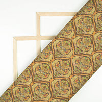 Penny Brown And Cream Trellis Pattern Digital Print Crepe Silk Fabric