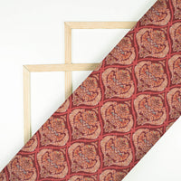 Maroon And Cream Trellis Pattern Digital Print Crepe Silk Fabric