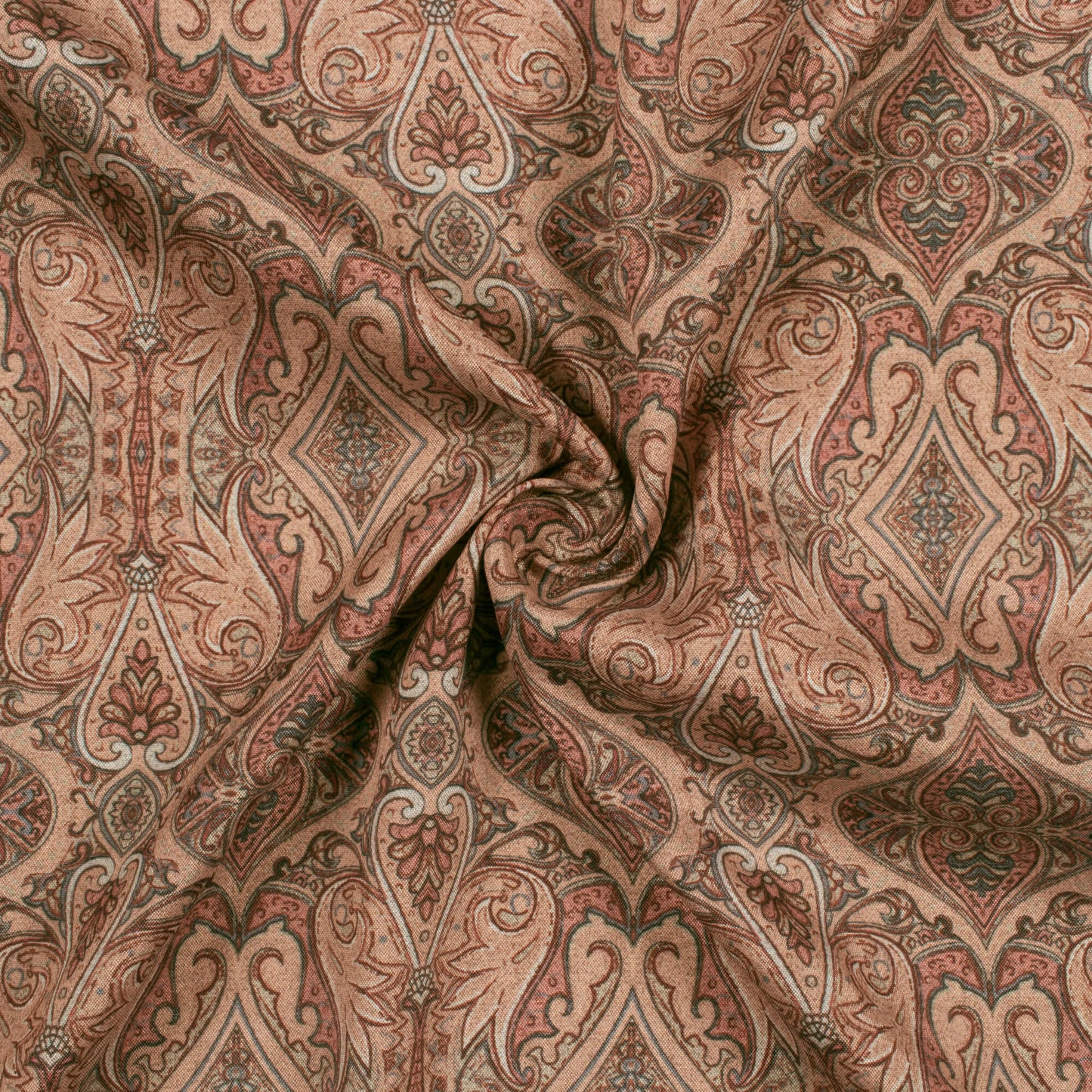 Peach And Thulian Pink Ethnic Pattern Digital Print Crepe Silk Fabric