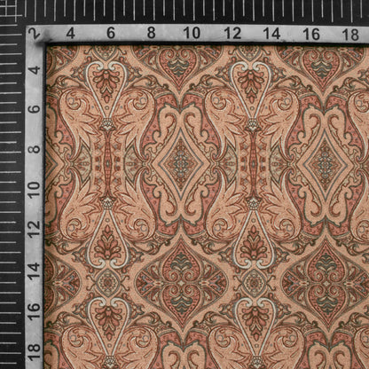 Peach And Thulian Pink Ethnic Pattern Digital Print Crepe Silk Fabric