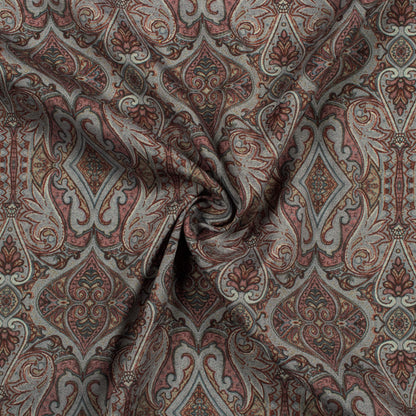 Dolphin Grey And Thulian Pink Ethnic Pattern Digital Print Crepe Silk Fabric