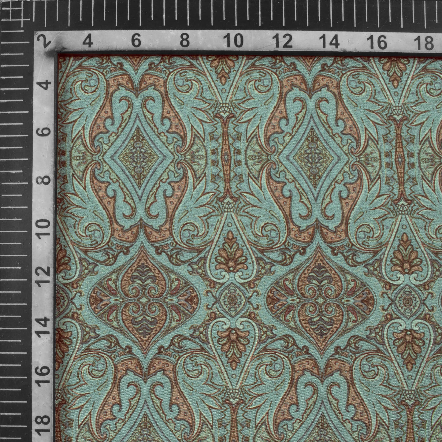 Cerulean Blue And Thulian Pink Ethnic Pattern Digital Print Crepe Silk Fabric