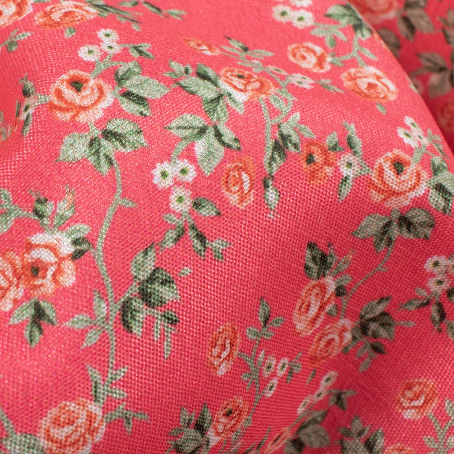 Fandango Pink And Green Floral Pattern Digital Print Crepe Silk Fabric