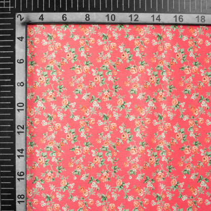 Fandango Pink And Green Floral Pattern Digital Print Crepe Silk Fabric