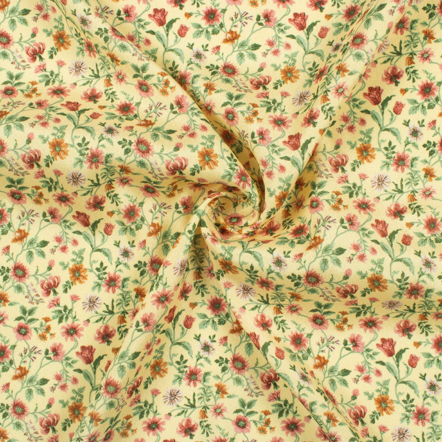 Banana Yellow And Pink Floral Pattern Digital Print Crepe Silk Fabric