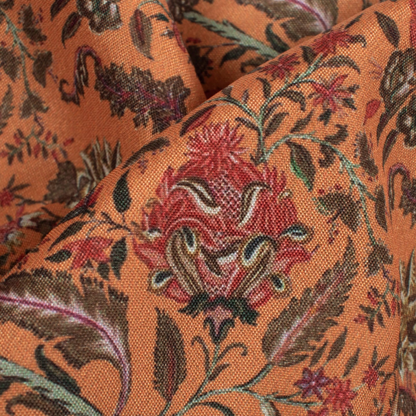 Sandstone Orange Floral Pattern Digital Print Crepe Silk Fabric