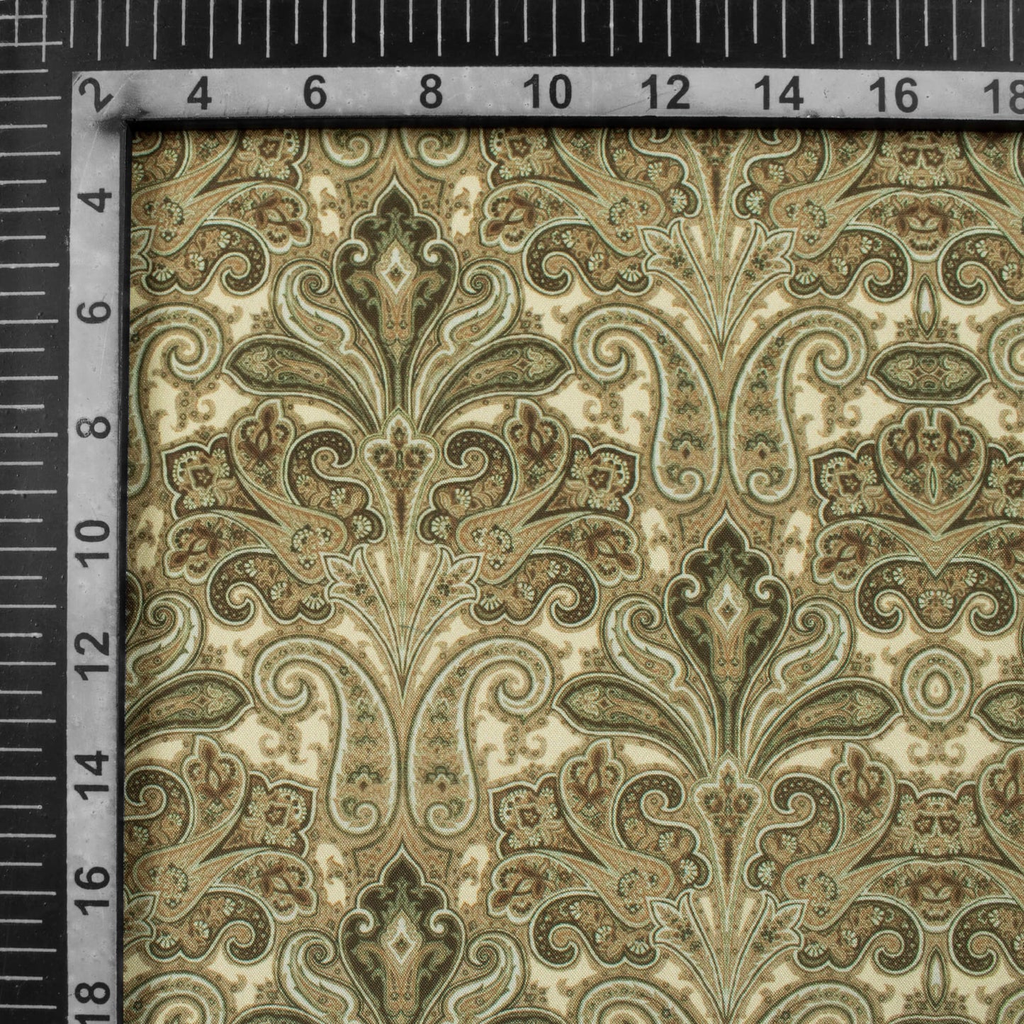 Cream Paisley Pattern Digital Print Crepe Silk Fabric