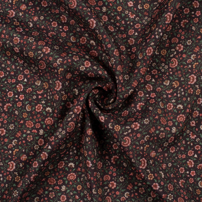 Maroon And Pink Floral Pattern Digital Print Crepe Silk Fabric